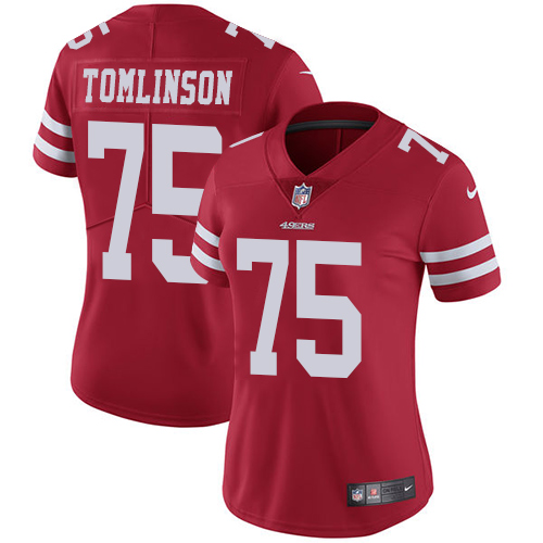 Women's Nike San Francisco 49ers #75 Laken Tomlinson Red Team Color Vapor Untouchable Elite Player NFL Jersey