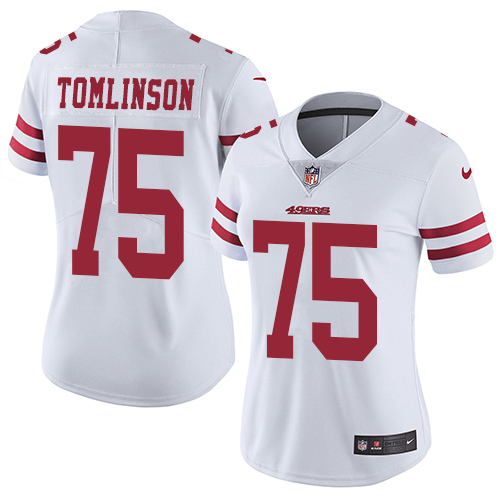 Women's Nike San Francisco 49ers #75 Laken Tomlinson White Vapor Untouchable Elite Player NFL Jersey