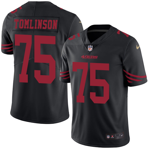 Men's Nike San Francisco 49ers #75 Laken Tomlinson Elite Black Rush Vapor Untouchable NFL Jersey