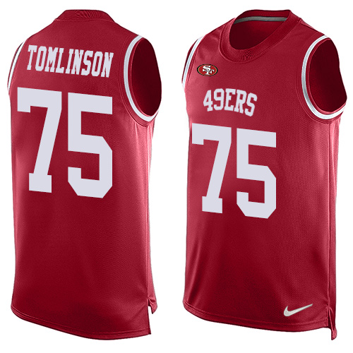 Men's Nike San Francisco 49ers #75 Laken Tomlinson Limited Red Player Name & Number Tank Top NFL Jersey