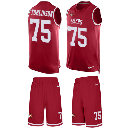 Men's Nike San Francisco 49ers #75 Laken Tomlinson Limited Red Tank Top Suit NFL Jersey