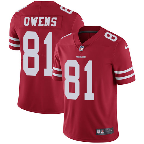 Men's Nike San Francisco 49ers #81 Terrell Owens Red Team Color Vapor Untouchable Limited Player NFL Jersey
