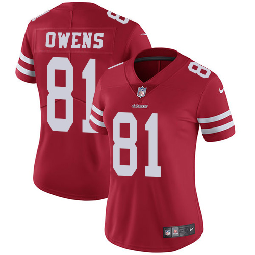 Women's Nike San Francisco 49ers #81 Terrell Owens Red Team Color Vapor Untouchable Elite Player NFL Jersey
