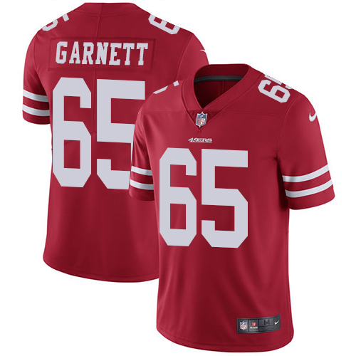 Men's Nike San Francisco 49ers #65 Joshua Garnett Red Team Color Vapor Untouchable Limited Player NFL Jersey