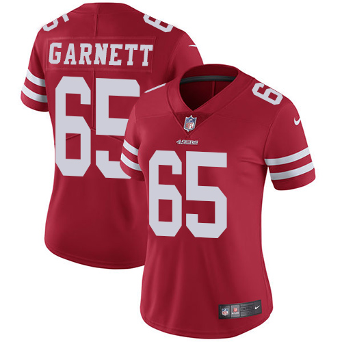 Women's Nike San Francisco 49ers #65 Joshua Garnett Red Team Color Vapor Untouchable Limited Player NFL Jersey