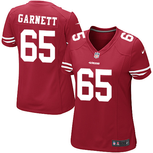 Women's Nike San Francisco 49ers #65 Joshua Garnett Game Red Team Color NFL Jersey