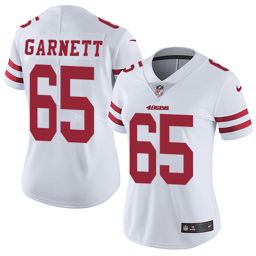 Women's Nike San Francisco 49ers #65 Joshua Garnett White Vapor Untouchable Elite Player NFL Jersey