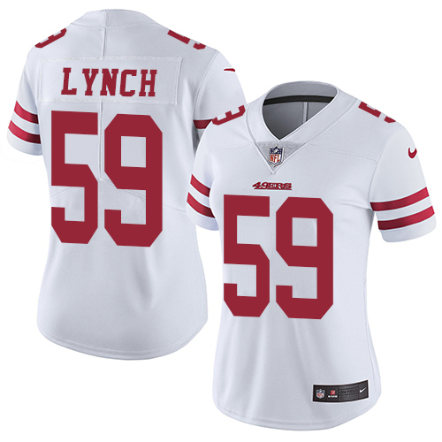 Women's Nike San Francisco 49ers #59 Aaron Lynch White Vapor Untouchable Elite Player NFL Jersey