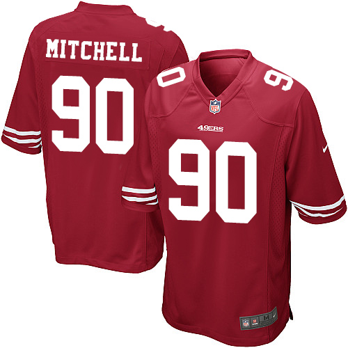 Men's Nike San Francisco 49ers #90 Earl Mitchell Game Red Team Color NFL Jersey