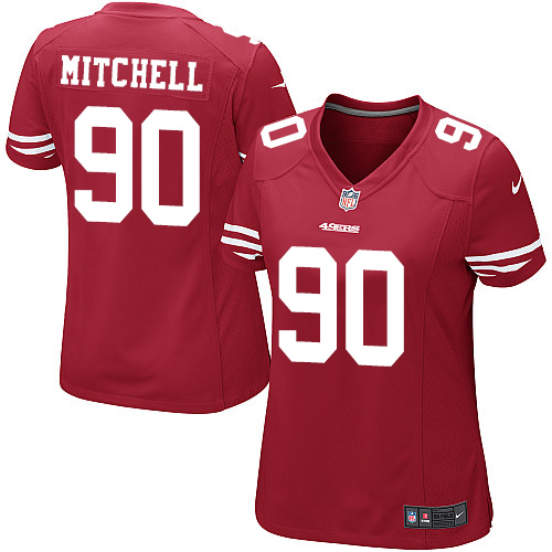 Women's Nike San Francisco 49ers #90 Earl Mitchell Game Red Team Color NFL Jersey
