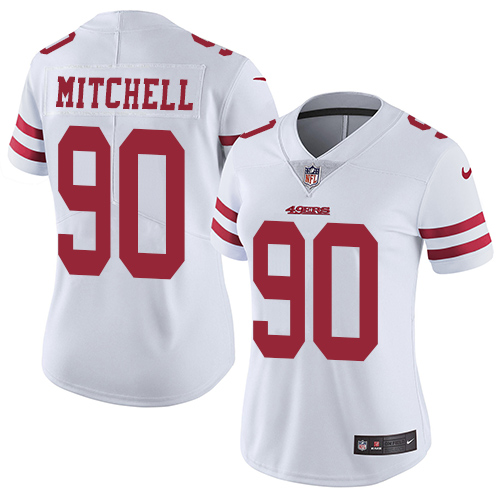 Women's Nike San Francisco 49ers #90 Earl Mitchell White Vapor Untouchable Limited Player NFL Jersey