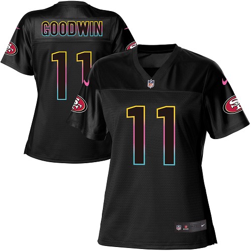 Women's Nike San Francisco 49ers #11 Marquise Goodwin Game Black Fashion NFL Jersey