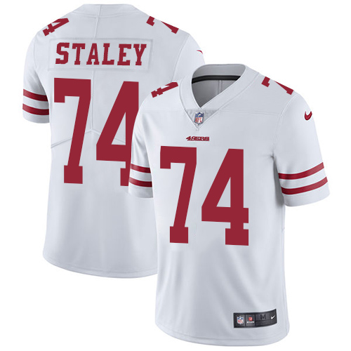 Men's Nike San Francisco 49ers #74 Joe Staley White Vapor Untouchable Limited Player NFL Jersey
