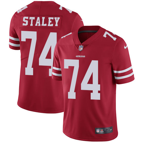 Youth Nike San Francisco 49ers #74 Joe Staley Red Team Color Vapor Untouchable Elite Player NFL Jersey