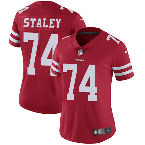 Women's Nike San Francisco 49ers #74 Joe Staley Red Team Color Vapor Untouchable Elite Player NFL Jersey