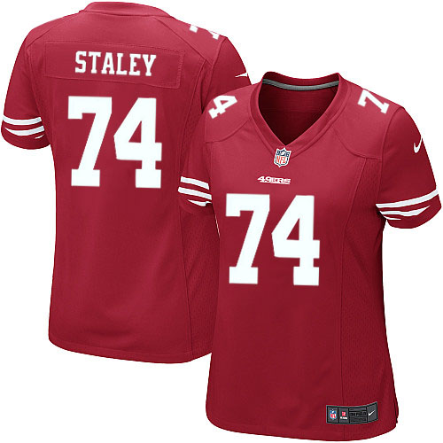 Women's Nike San Francisco 49ers #74 Joe Staley Game Red Team Color NFL Jersey