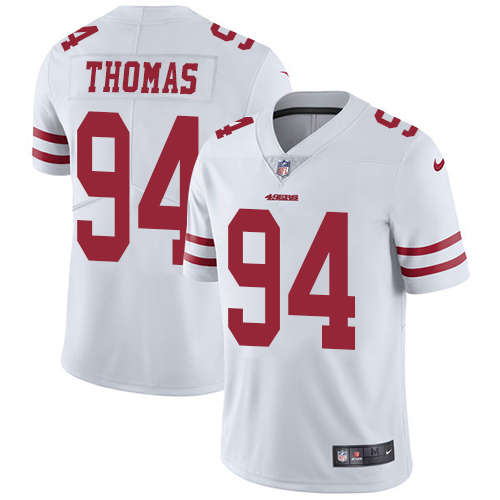 Men's Nike San Francisco 49ers #94 Solomon Thomas White Vapor Untouchable Limited Player NFL Jersey