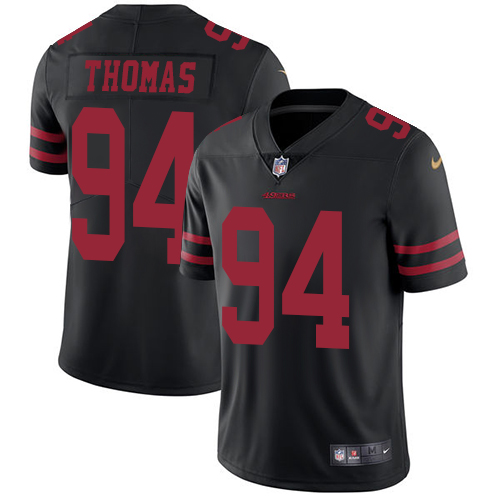 Men's Nike San Francisco 49ers #94 Solomon Thomas Black Vapor Untouchable Limited Player NFL Jersey