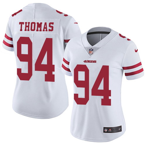 Women's Nike San Francisco 49ers #94 Solomon Thomas White Vapor Untouchable Limited Player NFL Jersey
