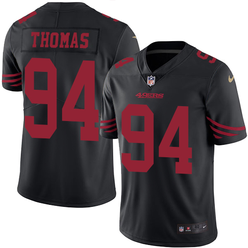 Men's Nike San Francisco 49ers #94 Solomon Thomas Elite Black Rush Vapor Untouchable NFL Jersey