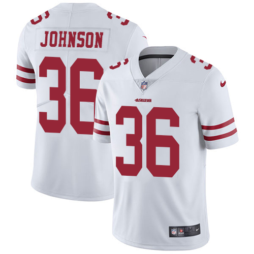 Men's Nike San Francisco 49ers #36 Dontae Johnson White Vapor Untouchable Limited Player NFL Jersey