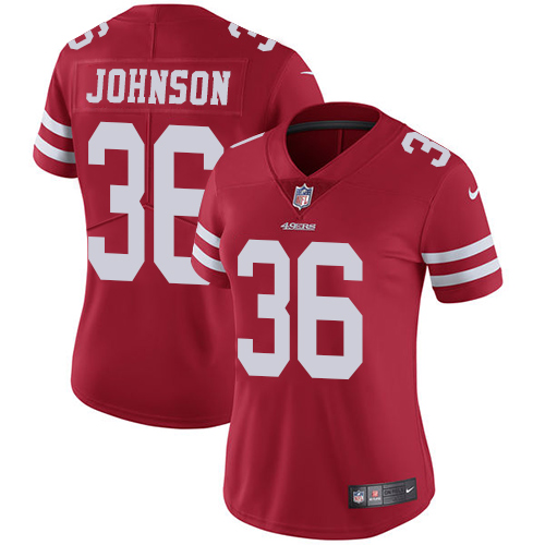 Women's Nike San Francisco 49ers #36 Dontae Johnson Red Team Color Vapor Untouchable Limited Player NFL Jersey