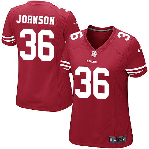 Women's Nike San Francisco 49ers #36 Dontae Johnson Game Red Team Color NFL Jersey