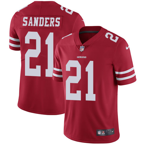 Men's Nike San Francisco 49ers #21 Deion Sanders Red Team Color Vapor Untouchable Limited Player NFL Jersey