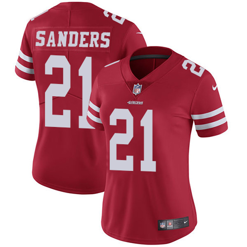 Women's Nike San Francisco 49ers #21 Deion Sanders Red Team Color Vapor Untouchable Limited Player NFL Jersey