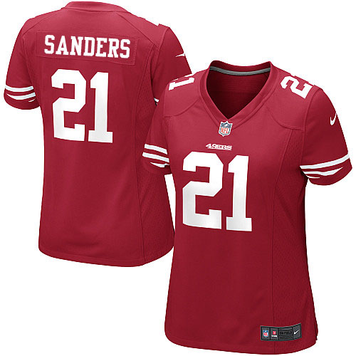 Women's Nike San Francisco 49ers #21 Deion Sanders Game Red Team Color NFL Jersey