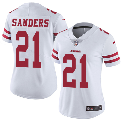 Women's Nike San Francisco 49ers #21 Deion Sanders White Vapor Untouchable Limited Player NFL Jersey