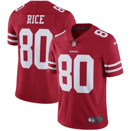 Men's Nike San Francisco 49ers #80 Jerry Rice Red Team Color Vapor Untouchable Limited Player NFL Jersey