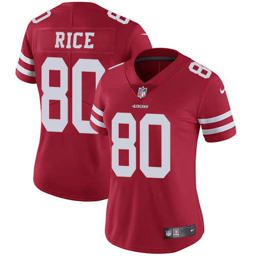 Women's Nike San Francisco 49ers #80 Jerry Rice Red Team Color Vapor Untouchable Elite Player NFL Jersey