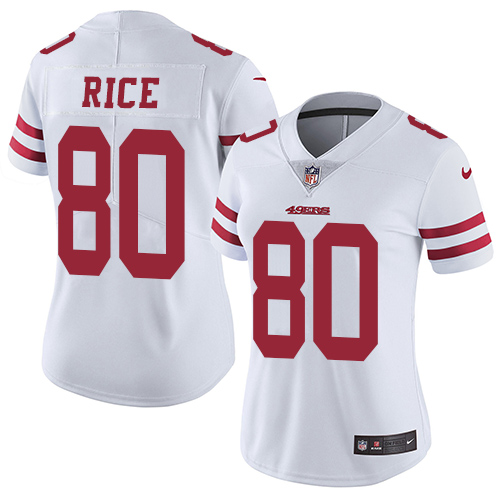Women's Nike San Francisco 49ers #80 Jerry Rice White Vapor Untouchable Limited Player NFL Jersey