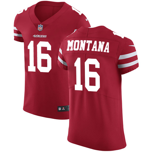 Men's Nike San Francisco 49ers #16 Joe Montana Red Team Color Vapor Untouchable Elite Player NFL Jersey