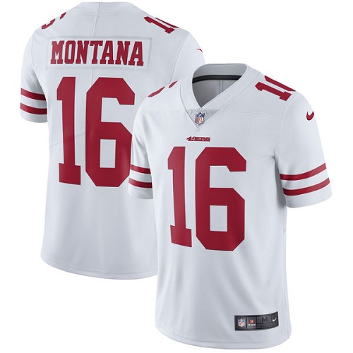 Men's Nike San Francisco 49ers #16 Joe Montana White Vapor Untouchable Limited Player NFL Jersey