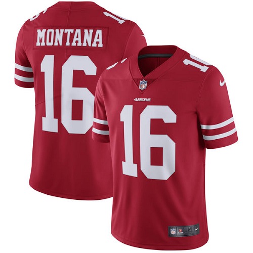 Youth Nike San Francisco 49ers #16 Joe Montana Red Team Color Vapor Untouchable Elite Player NFL Jersey