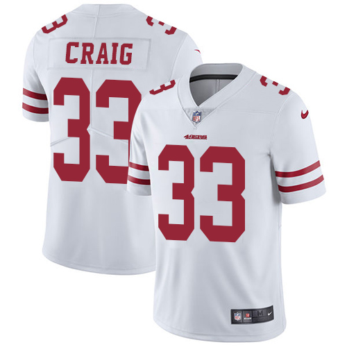 Men's Nike San Francisco 49ers #33 Roger Craig White Vapor Untouchable Limited Player NFL Jersey