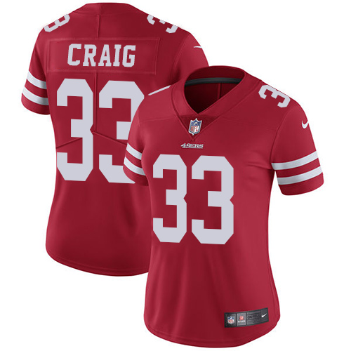 Women's Nike San Francisco 49ers #33 Roger Craig Red Team Color Vapor Untouchable Limited Player NFL Jersey