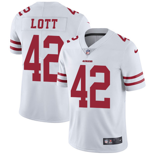 Men's Nike San Francisco 49ers #42 Ronnie Lott White Vapor Untouchable Limited Player NFL Jersey