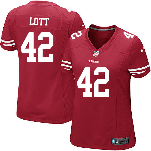 Women's Nike San Francisco 49ers #42 Ronnie Lott Game Red Team Color NFL Jersey