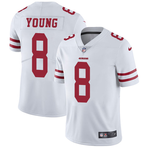 Men's Nike San Francisco 49ers #8 Steve Young White Vapor Untouchable Limited Player NFL Jersey