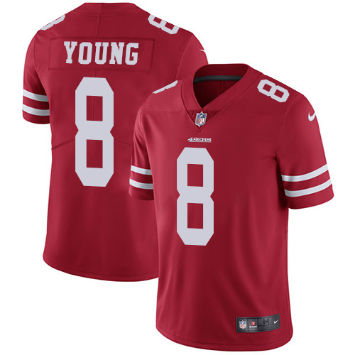 Youth Nike San Francisco 49ers #8 Steve Young Red Team Color Vapor Untouchable Elite Player NFL Jersey