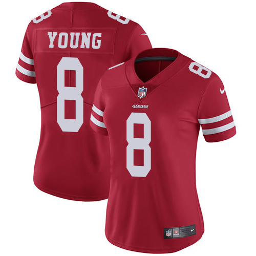Women's Nike San Francisco 49ers #8 Steve Young Red Team Color Vapor Untouchable Limited Player NFL Jersey