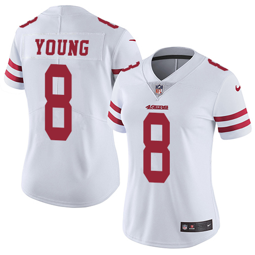 Women's Nike San Francisco 49ers #8 Steve Young White Vapor Untouchable Elite Player NFL Jersey