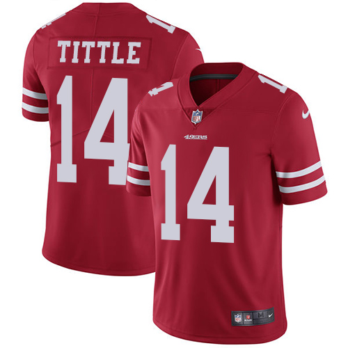 Men's Nike San Francisco 49ers #14 Y.A. Tittle Red Team Color Vapor Untouchable Limited Player NFL Jersey