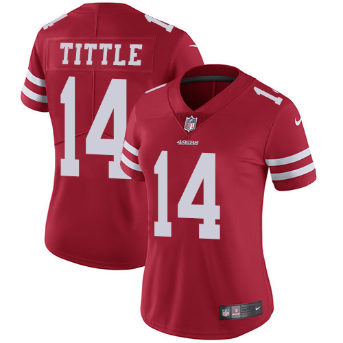 Women's Nike San Francisco 49ers #14 Y.A. Tittle Red Team Color Vapor Untouchable Limited Player NFL Jersey