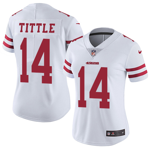 Women's Nike San Francisco 49ers #14 Y.A. Tittle White Vapor Untouchable Limited Player NFL Jersey