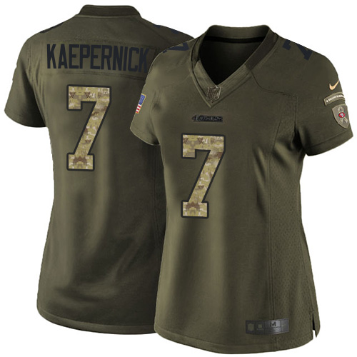 Women's Nike San Francisco 49ers #7 Colin Kaepernick Limited Green Salute to Service NFL Jersey