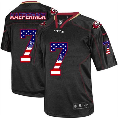 Men's Nike San Francisco 49ers #7 Colin Kaepernick Elite Black USA Flag Fashion NFL Jersey